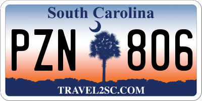 SC license plate PZN806