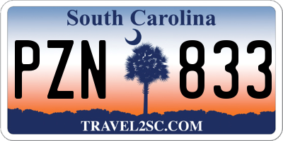 SC license plate PZN833