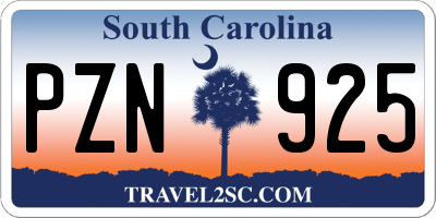 SC license plate PZN925