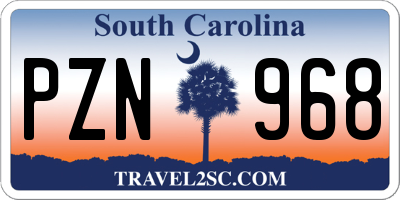 SC license plate PZN968