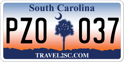 SC license plate PZO037