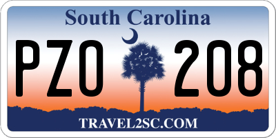 SC license plate PZO208