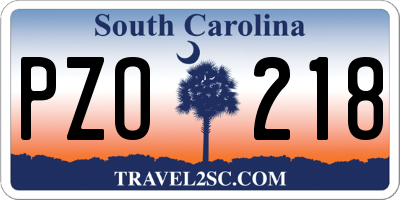 SC license plate PZO218