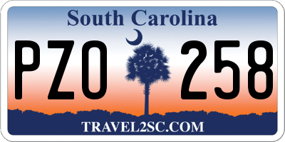 SC license plate PZO258
