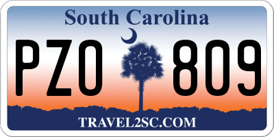 SC license plate PZO809