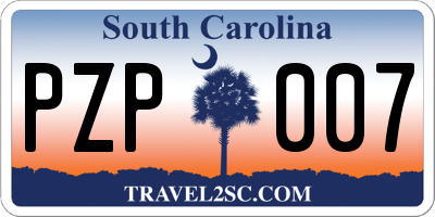SC license plate PZP007