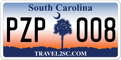 SC license plate PZP008
