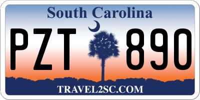 SC license plate PZT890