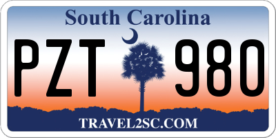 SC license plate PZT980
