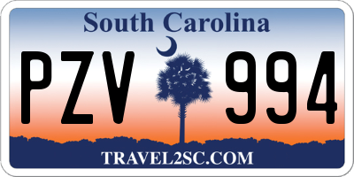 SC license plate PZV994