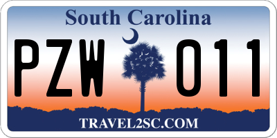 SC license plate PZW011
