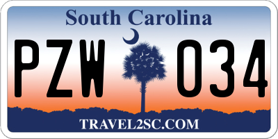 SC license plate PZW034