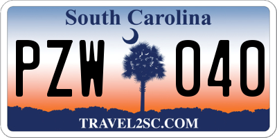 SC license plate PZW040