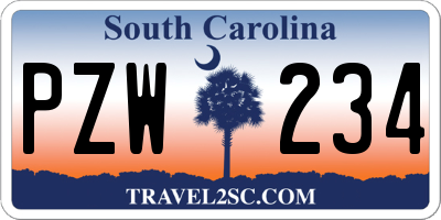 SC license plate PZW234