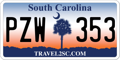 SC license plate PZW353