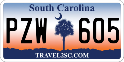 SC license plate PZW605