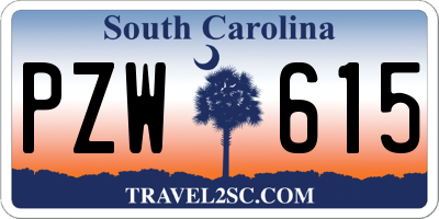 SC license plate PZW615