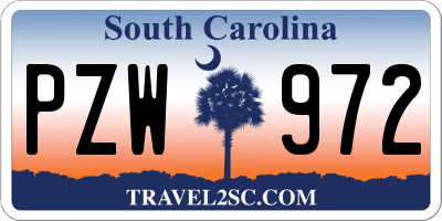 SC license plate PZW972