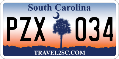 SC license plate PZX034