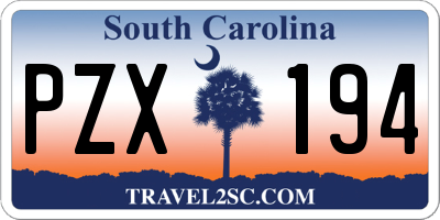 SC license plate PZX194