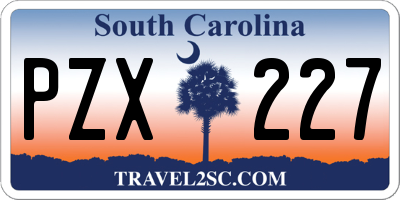 SC license plate PZX227