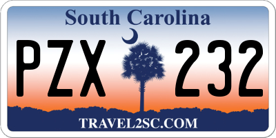 SC license plate PZX232