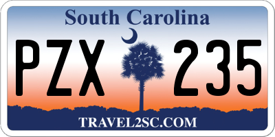 SC license plate PZX235