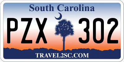 SC license plate PZX302