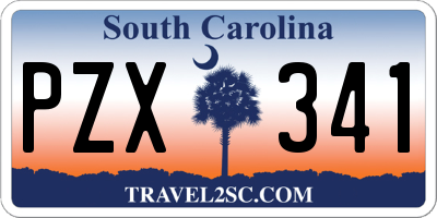 SC license plate PZX341