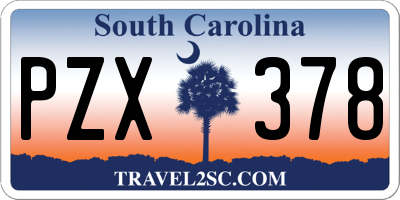 SC license plate PZX378