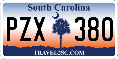 SC license plate PZX380