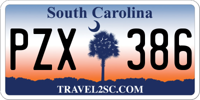 SC license plate PZX386