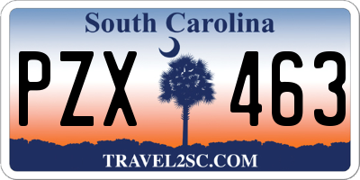 SC license plate PZX463