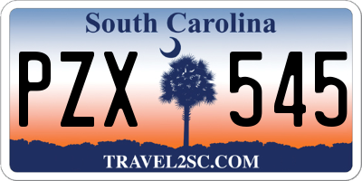 SC license plate PZX545