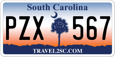 SC license plate PZX567