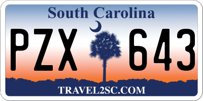 SC license plate PZX643