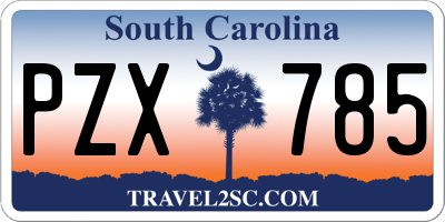 SC license plate PZX785
