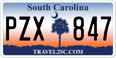 SC license plate PZX847