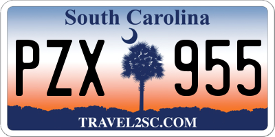 SC license plate PZX955
