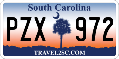 SC license plate PZX972