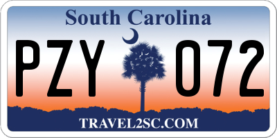 SC license plate PZY072