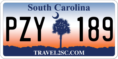 SC license plate PZY189