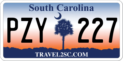 SC license plate PZY227