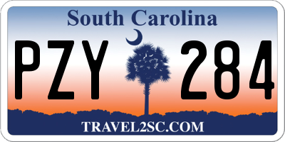 SC license plate PZY284