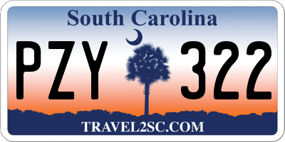 SC license plate PZY322