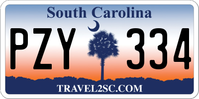 SC license plate PZY334