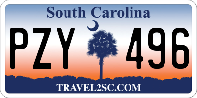 SC license plate PZY496