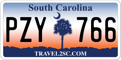 SC license plate PZY766