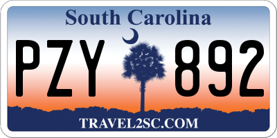 SC license plate PZY892