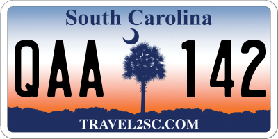SC license plate QAA142